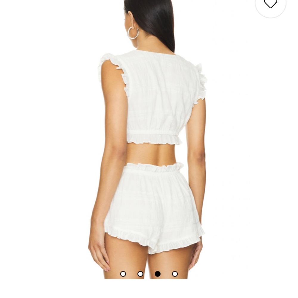 White Ruffle Trim TOP of Two-Piece Set